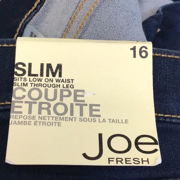 Joe Fresh Dark Denim slim fit low waist jeans, size 16 - Picture 7 of 7